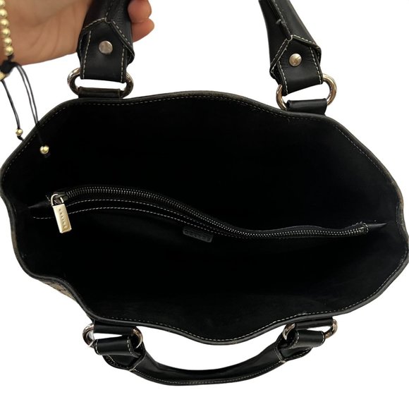 Authentic Celine Satchel Bag Black Canvas Used Handbag Vintage - Picture 12 of 13